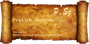 Prelich Szofron névjegykártya